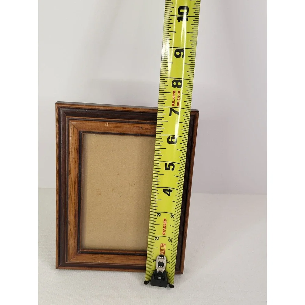 Vintage Brown Wood Picture Frame 5x7 Tiered Molding Tabletop Wall Mount